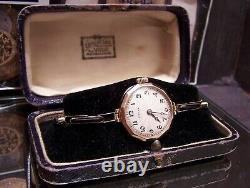 1924 Antique Vintage Swiss Rolex Solid Gold Watch & Rare Band Serviced + Box