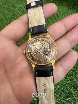 1940's Rare Vintage Art Deco Watch Skeleton Exhibition Swiss Manual 17 J 33mm