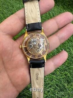 1940's Rare Vintage Art Deco Watch Skeleton Exhibition Swiss Manual 17 J 33mm