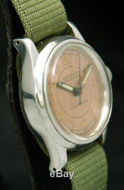 1940s OYSTER CENTREGRAPH ROLEX WATCH VTG RARE SWISS COPPER PINK 3478 MID-SIZE