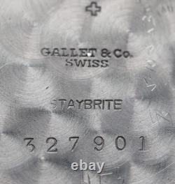 1940s Racine Gallet Military Watch WW II 15 Jewels Swiss Running Vintage Rare