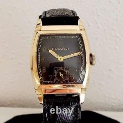 1943 BULOVA Officer Wristwatch Rare Black Dial Swiss Cal 10BS 15J Vintage Watch