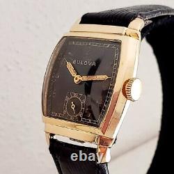 1943 BULOVA Officer Wristwatch Rare Black Dial Swiss Cal 10BS 15J Vintage Watch