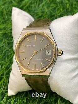 1950s Vintage Felca Mechanical Manual Watch 17 J Swiss Made 36mm Gents Very Rare