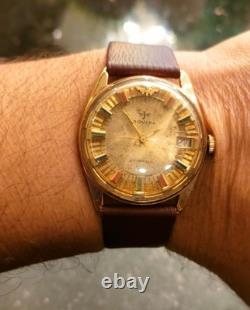 1960 Rare Vintage Swiss Jovial 17 Jewels With Real Real Gold Plated Bezel
