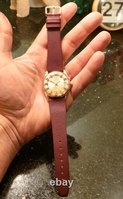 1960 Rare Vintage Swiss Jovial 17 Jewels With Real Real Gold Plated Bezel