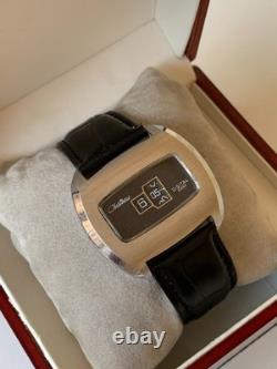 1960's Vintage Chateau Digital Jump Hour Swiss Watch Manual 43mm Black Dial Rare