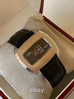 1960's Vintage Chateau Digital Jump Hour Swiss Watch Manual 43mm Black Dial Rare