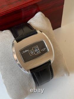 1960's Vintage Chateau Digital Jump Hour Swiss Watch Manual 43mm Black Dial Rare