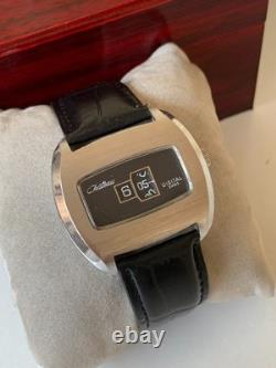 1960's Vintage Chateau Digital Jump Hour Swiss Watch Manual 43mm Black Dial Rare