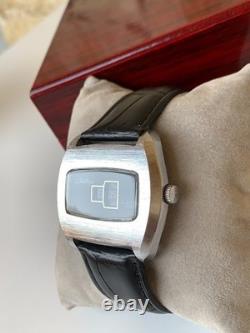 1960's Vintage Chateau Digital Jump Hour Swiss Watch Manual 43mm Black Dial Rare