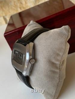 1960's Vintage Chateau Digital Jump Hour Swiss Watch Manual 43mm Black Dial Rare