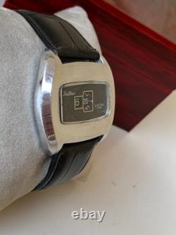 1960's Vintage Chateau Digital Jump Hour Swiss Watch Manual 43mm Black Dial Rare