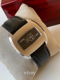 1960's Vintage Chateau Digital Jump Hour Swiss Watch Manual 43mm Black Dial Rare