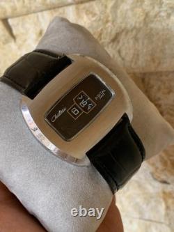 1960's Vintage Chateau Digital Jump Hour Swiss Watch Manual 43mm Black Dial Rare