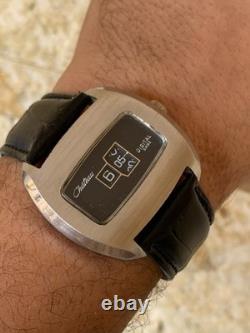 1960's Vintage Chateau Digital Jump Hour Swiss Watch Manual 43mm Black Dial Rare