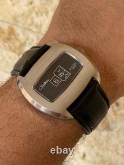 1960's Vintage Chateau Digital Jump Hour Swiss Watch Manual 43mm Black Dial Rare