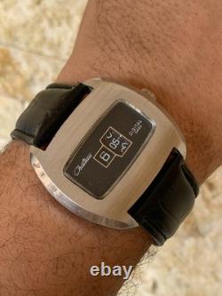 1960's Vintage Chateau Digital Jump Hour Swiss Watch Manual 43mm Black Dial Rare