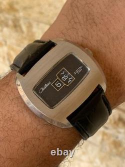 1960's Vintage Chateau Digital Jump Hour Swiss Watch Manual 43mm Black Dial Rare