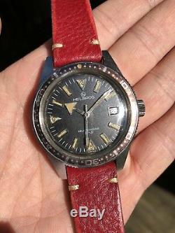 1960s Vintage Helbros Swiss Skin Diver Watch Rare Tropical Bezel