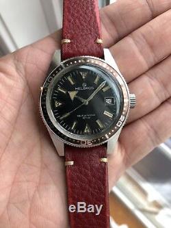 1960s Vintage Helbros Swiss Skin Diver Watch Rare Tropical Bezel