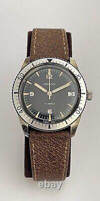 1960s Vintage Orvin Diver Watch Swiss Sears Roebuck and Co Heuer Black Beauty