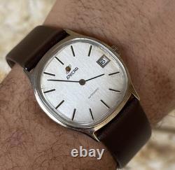 1970's Vintage Enicar Automatic Watch Date Squared Men's 34mm Ocean Pearl Rare