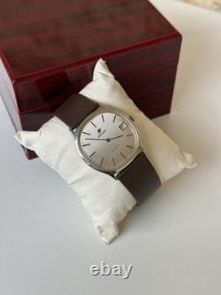 1970's Vintage Enicar Automatic Watch Date Squared Men's 34mm Ocean Pearl Rare