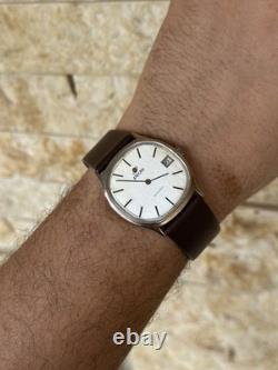 1970's Vintage Enicar Automatic Watch Date Squared Men's 34mm Ocean Pearl Rare
