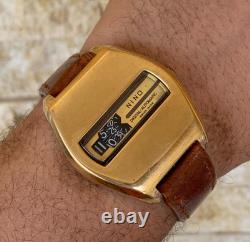1970's Vintage Nino Jump Hour 25 J Swiss Automatic Watch Rare 40mm Gold Plated