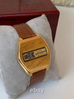 1970's Vintage Nino Jump Hour 25 J Swiss Automatic Watch Rare 40mm Gold Plated