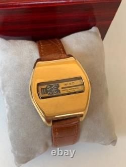1970's Vintage Nino Jump Hour 25 J Swiss Automatic Watch Rare 40mm Gold Plated