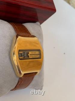 1970's Vintage Nino Jump Hour 25 J Swiss Automatic Watch Rare 40mm Gold Plated