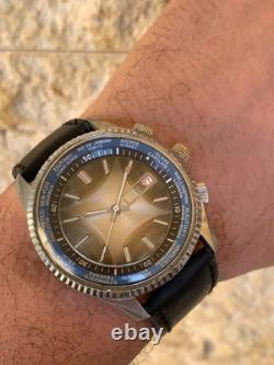 1970's Vintage Prefect Super De Luxe World Time Watch Date Men Rare 43mm Swiss