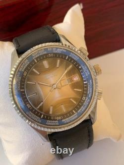 1970's Vintage Prefect Super De Luxe World Time Watch Date Men Rare 43mm Swiss