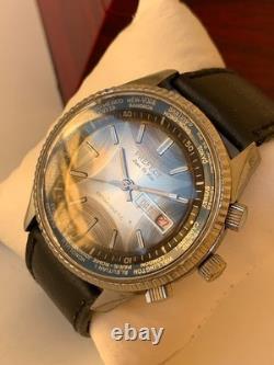 1970's Vintage Prefect Super De Luxe World Time Watch Date Men Rare 43mm Swiss