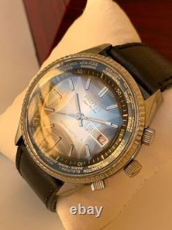 1970's Vintage Prefect Super De Luxe World Time Watch Date Men Rare 43mm Swiss