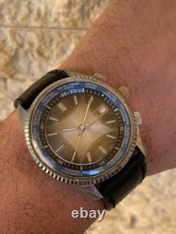 1970's Vintage Prefect Super De Luxe World Time Watch Date Men Rare 43mm Swiss