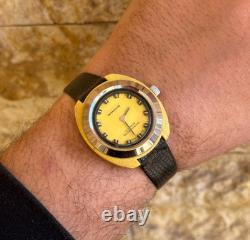 1970's Vintage Sandoz Watch Manual Wind Yellow 34mm 17 Jewels Swiss Made Rare