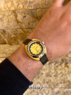 1970's Vintage Sandoz Watch Manual Wind Yellow 34mm 17 Jewels Swiss Made Rare