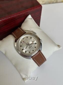 1970's Vintage Velis Alarm Men's Wristwatch Swiss Made Date 41mm Rare Working