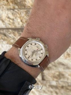 1970's Vintage Velis Alarm Men's Wristwatch Swiss Made Date 41mm Rare Working