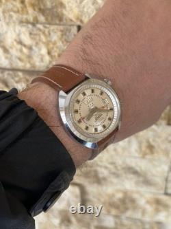 1970's Vintage Velis Alarm Men's Wristwatch Swiss Made Date 41mm Rare Working