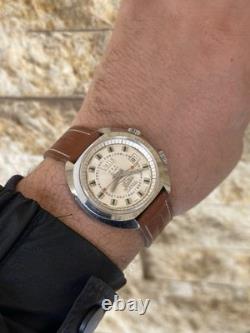 1970's Vintage Velis Alarm Men's Wristwatch Swiss Made Date 41mm Rare Working