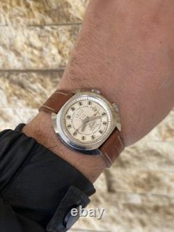 1970's Vintage Velis Alarm Men's Wristwatch Swiss Made Date 41mm Rare Working