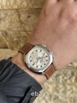 1970's Vintage Velis Alarm Men's Wristwatch Swiss Made Date 41mm Rare Working