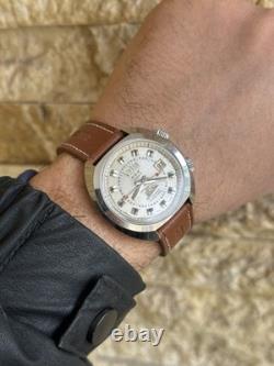 1970's Vintage Velis Alarm Men's Wristwatch Swiss Made Date 41mm Rare Working