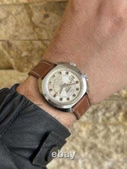 1970's Vintage Velis Alarm Men's Wristwatch Swiss Made Date 41mm Rare Working