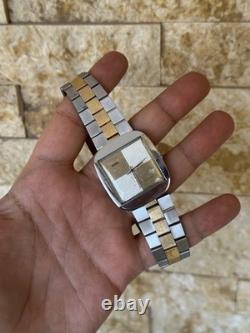 1970's Vintage Wyler Vetta Automatic Watch Two-tone Date 35mm Squared Swiss Rare