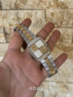 1970's Vintage Wyler Vetta Automatic Watch Two-tone Date 35mm Squared Swiss Rare